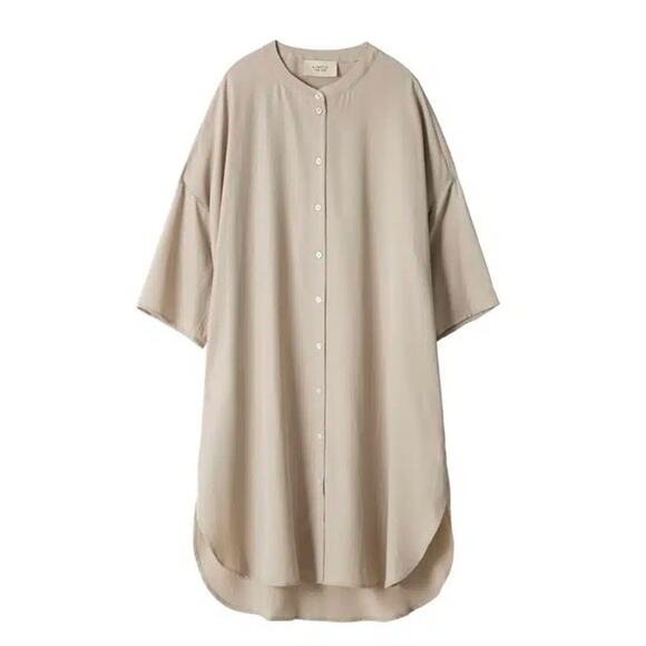 A PART OF THE ART Sz S Small Warm Sand Flow Dress Lyocell Shirtdress NWT - Picture 2 of 10